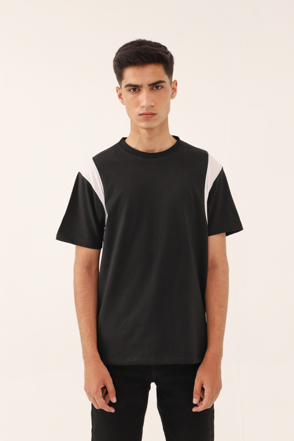 Black T-shirt with White Panel