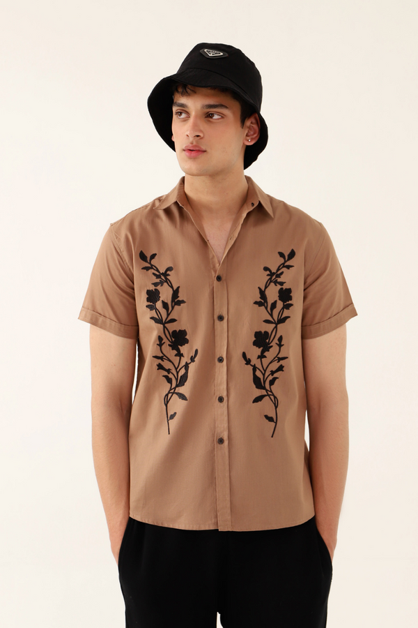 Brown Shirt with Embroidery